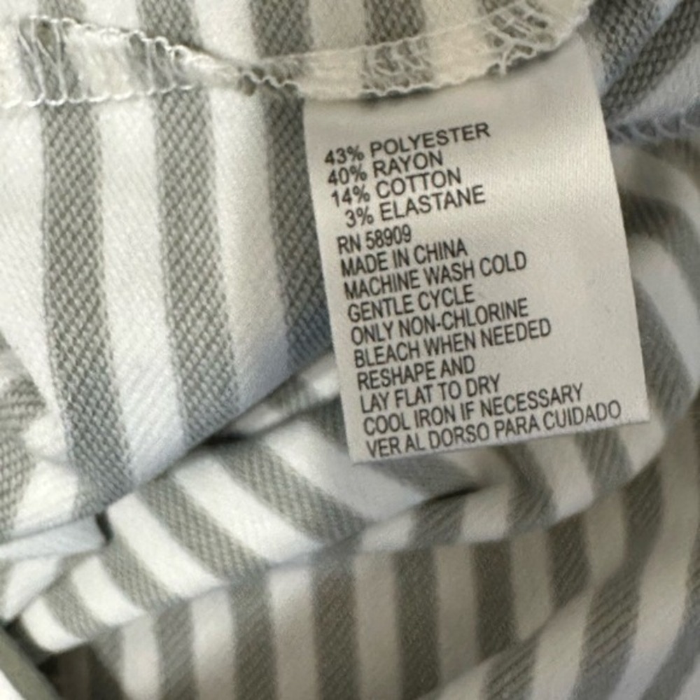 Cremieux Womens Large Olive Green White Striped Side‎ Tie Boat Neck Top RN58909 - Picture 4 of 7